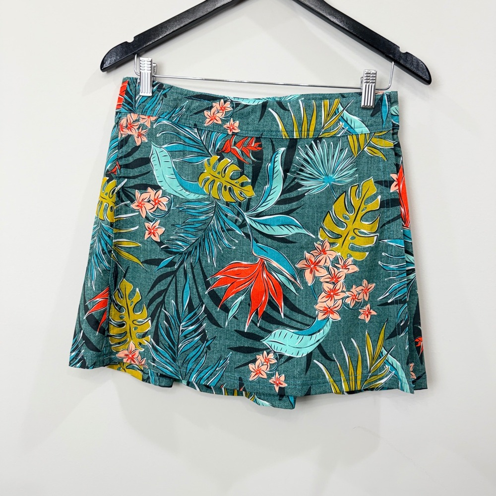 RipSkirt Hawaii Women Small Wrap Skirt Vintage Bali Jungle Tropical Floral Mini